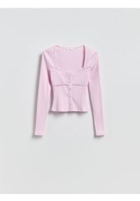 Reserved - Bluzka z koronką - pastelowy róż. Kolor: różowy. Materiał: koronka. Wzór: koronka