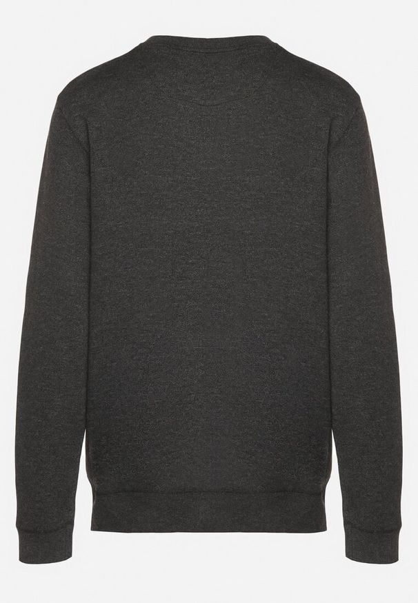 Born2be - Ciemnoszary Sweter z Wełną Zdobiony Guzikami przy Dekolcie Acandria. Okazja: na co dzień. Kolekcja: plus size. Kolor: szary. Materiał: wełna. Wzór: aplikacja. Styl: klasyczny, casual, elegancki