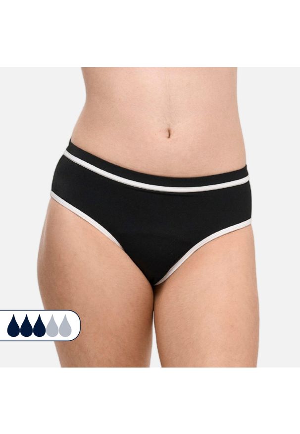 SORIO - Strój kąpielowy menstruacyjny dla nastolatek - średnio obfite krwawienie - Ava. Kolor: czarny. Materiał: nylon