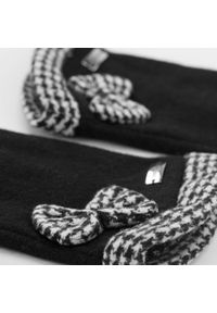 Wittchen - Damskie rękawiczki z kokardą w pepitkę czarne. Kolor: czarny. Materiał: wełna. Wzór: haft, gładki. Styl: klasyczny, elegancki #3