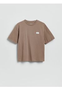 Reserved - Bawełniany t-shirt - brązowy. Kolor: brązowy. Materiał: bawełna #1