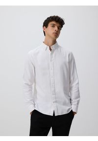 Reserved - Bawełniana koszula slim fit - biały. Kolor: biały. Materiał: bawełna