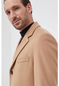 BOSS - Boss Płaszcz męski kolor beżowy przejściowy. Kolor: beżowy. Materiał: tkanina. Wzór: gładki #6