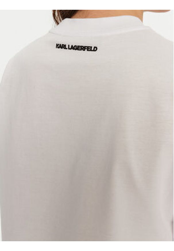 Karl Lagerfeld - KARL LAGERFELD T-Shirt A1W17074 Biały Regular Fit. Typ kołnierza: dekolt w karo. Kolor: biały. Materiał: bawełna