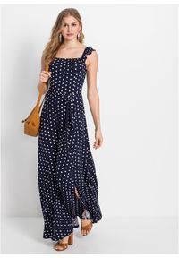 bonprix - Długa sukienka ze zrównoważonej wiskozy. Kolor: niebieski. Materiał: wiskoza. Wzór: nadruk. Długość: maxi #3