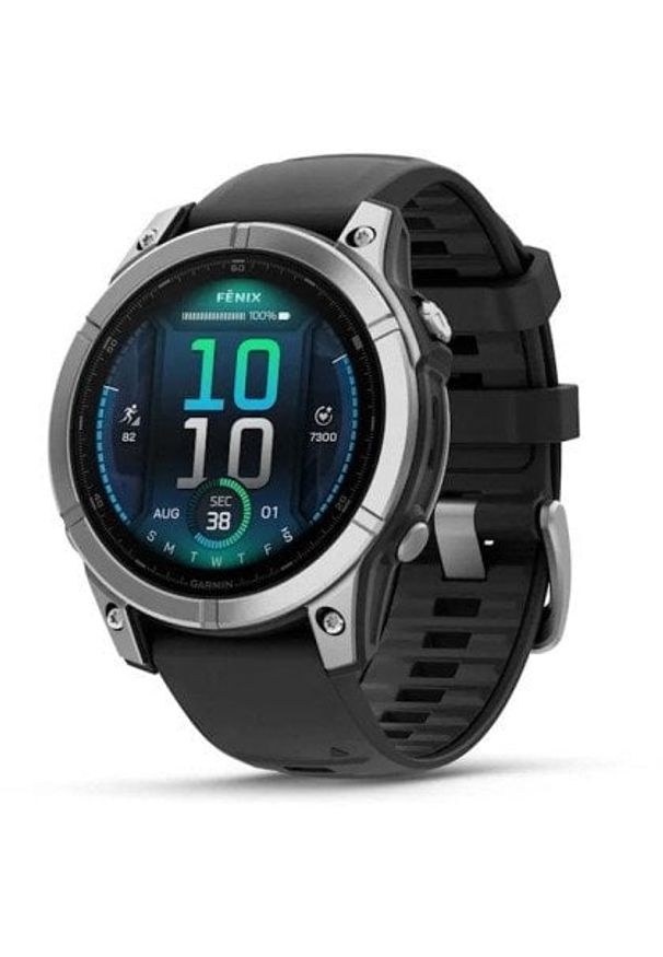 GARMIN - Garmin fēnix® E AMOLED stainless steel with a black silicone band