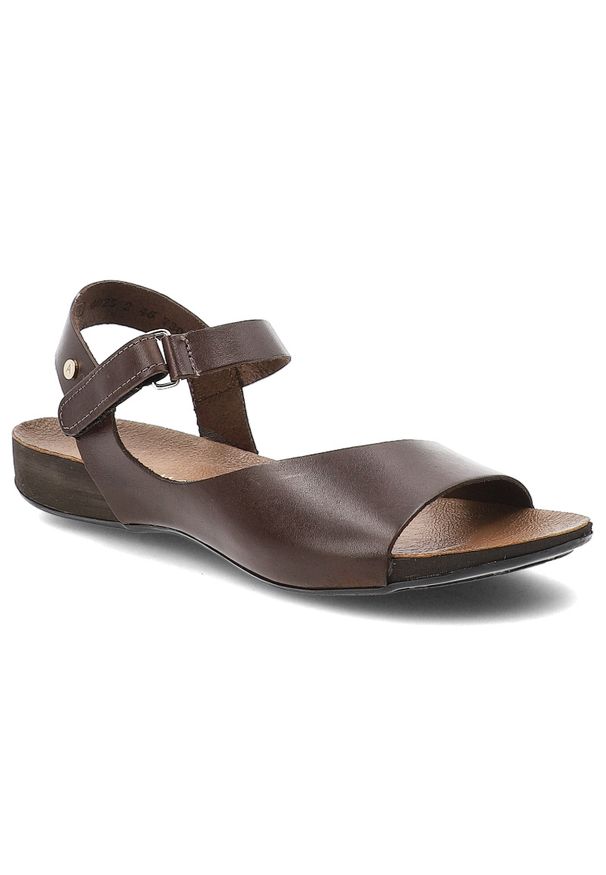 Sandały damskie Armodo, cholewka ze skóry naturalnej płaska stabilna podeszwa minimalistyczny fason, brązowe, 40252. Kolor: brązowy. Materiał: skóra