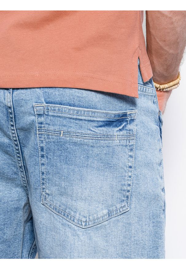 Ombre Clothing - Krótkie spodenki męskie jeansowe W310 - jasny jeans - XXL. Materiał: jeans. Długość: krótkie. Sezon: lato