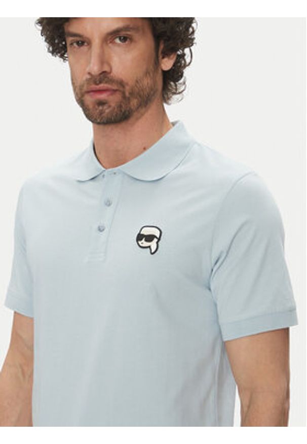 Karl Lagerfeld - KARL LAGERFELD Polo 745710 552224 Błękitny Regular Fit. Typ kołnierza: polo. Kolor: niebieski. Materiał: bawełna