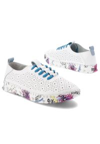 Półbuty damskie Vinceza, cholewka ze skóry naturalnej z perforacją zapewniającą przewiewność klasyczne wiązanie w kontrastowym kolorze, białe, 102656. Okazja: na co dzień. Zapięcie: sznurówki. Kolor: biały. Materiał: skóra. Szerokość cholewki: normalna #3