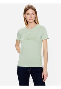 Guess T-Shirt Script W3GI36 I3Z14 Zielony Regular Fit. Kolor: zielony. Materiał: bawełna
