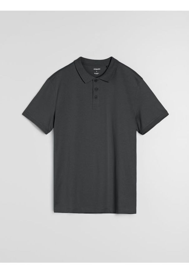 Sinsay - Bawełniana koszulka polo - szary. Typ kołnierza: polo. Kolor: szary. Materiał: bawełna