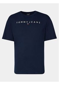 Tommy Jeans T-Shirt Linear Logo DM0DM17993 Granatowy Regular Fit. Kolor: niebieski. Materiał: bawełna