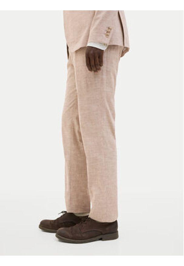 Jack & Jones - Jack&Jones Chinosy Riviera 12228724 Beżowy Slim Fit. Kolor: beżowy. Materiał: len, bawełna