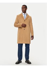 BOSS - Boss Płaszcz wełniany H-Hyde 50525739 Beżowy Slim Fit. Kolor: beżowy. Materiał: wełna #6