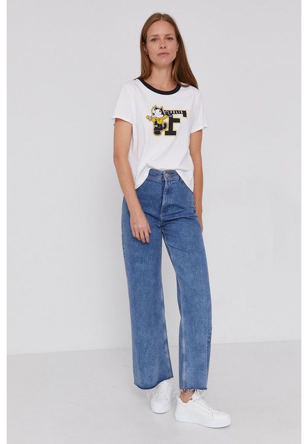 Levi's® - Levi's - T-shirt bawełniany x Felix The Cat. Okazja: na co dzień, na spotkanie biznesowe. Kolor: biały. Materiał: bawełna. Wzór: nadruk. Styl: biznesowy, casual