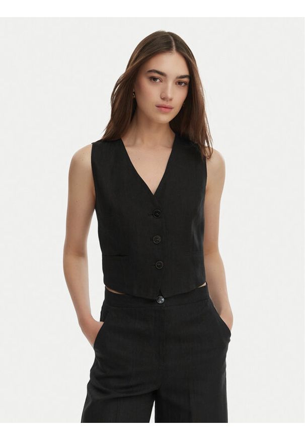 Marella Kamizelka garniturowa Veranda 2615151032 Czarny Regular Fit. Kolor: czarny. Materiał: len