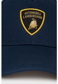 Lamborghini - LAMBORGHINI Czapka bawełniana kolor granatowy gładka. Kolor: niebieski. Materiał: bawełna. Wzór: gładki