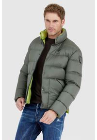 Blauer USA - BLAUER Ciemnozielona puchowa kurtka męska FLETCHER, Rozmiar L. Kolor: zielony. Materiał: puch