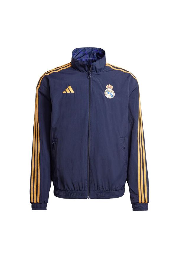 Adidas - Bluza Real Madrid Anthem. Kolor: niebieski. Materiał: materiał