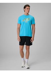 4f - 4F T-shirt regular z nadrukiem męski - niebieski S. Okazja: na co dzień. Kolor: niebieski. Materiał: materiał, bawełna. Długość: długie. Wzór: nadruk. Sezon: lato. Styl: klasyczny, casual #2