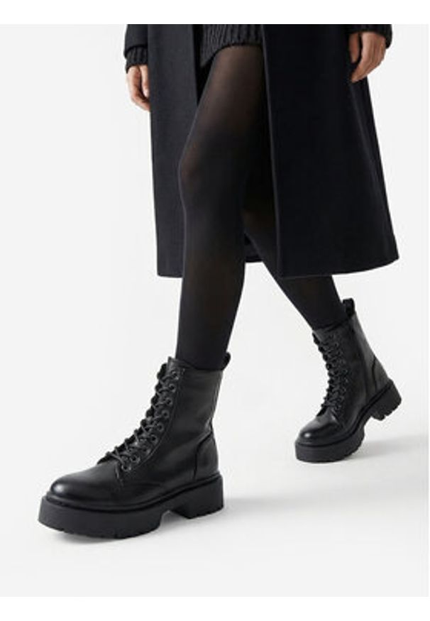 DeeZee Trzewiki CEO-HY2507-2A Czarny. Kolor: czarny. Materiał: skóra, materiał