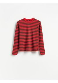 Reserved - Longsleeve z merceryzowanej bawełny - czerwony. Kolor: czerwony. Materiał: bawełna. Długość rękawa: długi rękaw