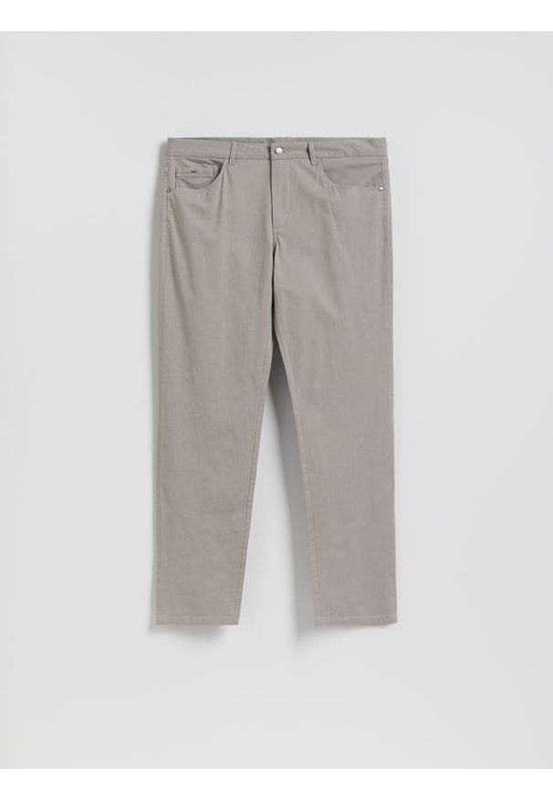 Reserved - Bawełniane spodnie slim fit - brązowy. Kolor: brązowy. Materiał: bawełna