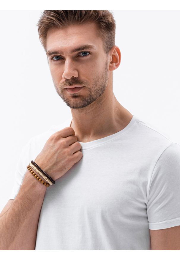Ombre Clothing - T-shirt męski bawełniany basic S1370 - biały - XXL. Kolor: biały. Materiał: bawełna. Styl: klasyczny