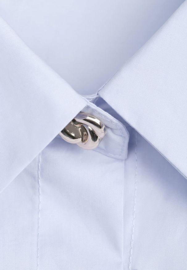 Renee - Niebieska Oversizowa Koszula z Bawełny z Eleganckimi Guzikami Rhenenore. Kolor: niebieski. Materiał: bawełna. Długość: krótkie. Styl: elegancki