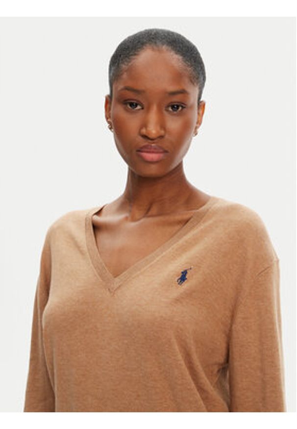 Polo Ralph Lauren Sweter 211972105003 Beżowy Straight Fit. Typ kołnierza: polo. Kolor: beżowy. Materiał: bawełna