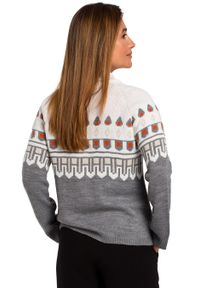 Sukienki.shop - Sweter norweski szary damski. Kolor: szary. Styl: klasyczny