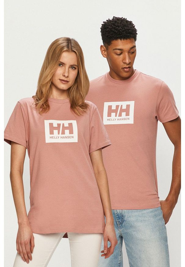 Helly Hansen - T-shirt. Okazja: na co dzień. Kolor: różowy. Materiał: dzianina. Wzór: nadruk. Styl: casual