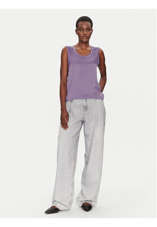 ViCOLO Bluzka TD0006 Fioletowy Relaxed Fit. Kolor: fioletowy. Materiał: wiskoza