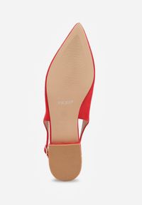 Renee - Czerwone Sandały Slingback Vices z Wkładką ze Skóry Naturalnej Annisae. Okazja: na spotkanie biznesowe. Zapięcie: sprzączka. Kolor: czerwony. Materiał: skóra. Obcas: na obcasie. Styl: klasyczny, biznesowy, elegancki. Wysokość obcasa: niski #8