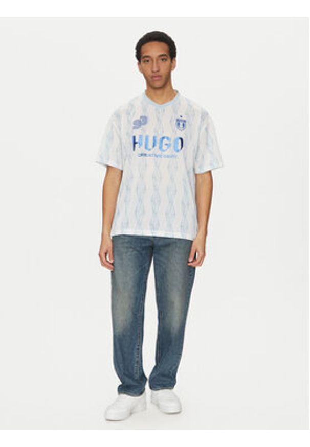 Hugo - HUGO T-Shirt Notbal 50536080 Biały Oversize. Kolor: biały. Materiał: syntetyk