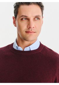 Pako Lorente - PAKO LORENTE – Bordowy bawełniany sweter męski. Okazja: na co dzień. Kolor: czerwony. Materiał: bawełna. Sezon: jesień. Styl: casual #4