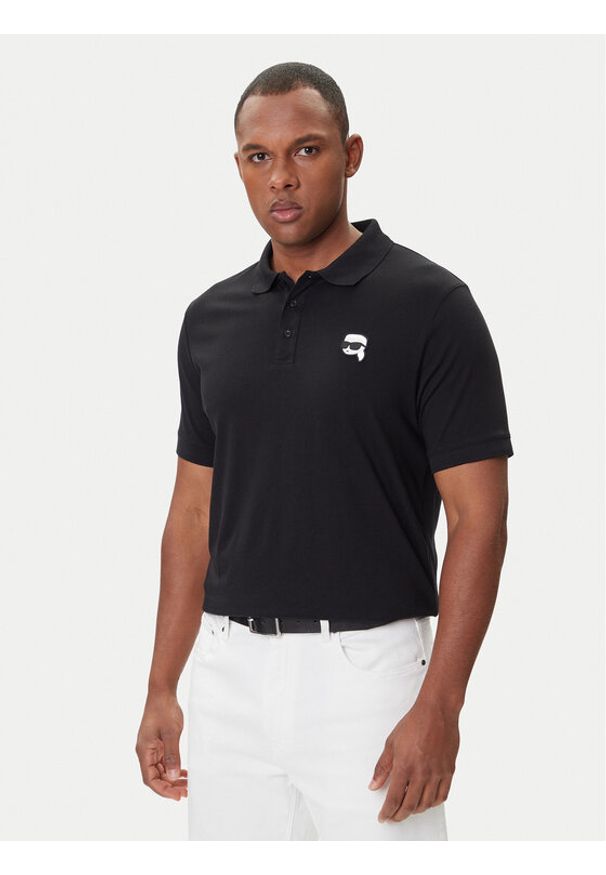 Karl Lagerfeld - KARL LAGERFELD Polo 745710 500224 Czarny Regular Fit. Typ kołnierza: polo. Kolor: czarny. Materiał: bawełna