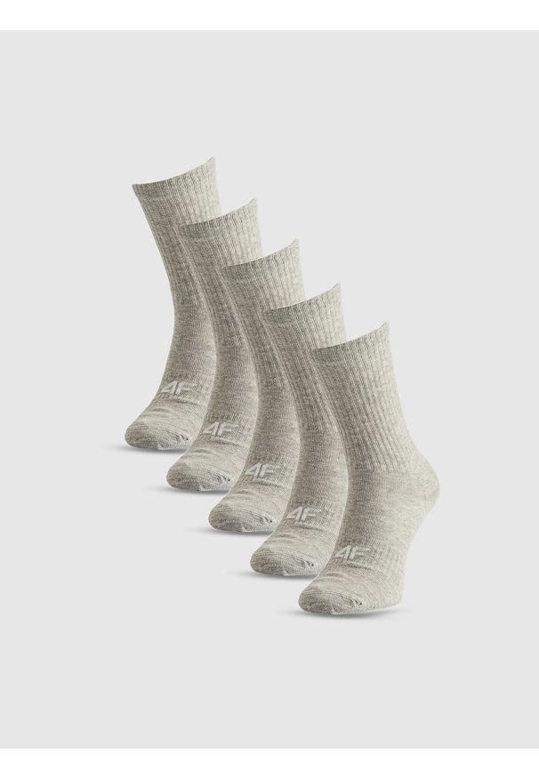 4f - 4F Skarpetki długie (5-pack) damskie - szare 39-42. Kolor: szary. Materiał: dzianina, bawełna