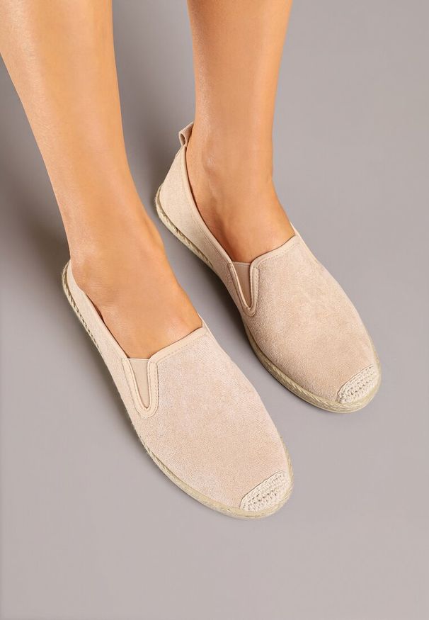 Born2be - Beżowe Espadryle z Elastycznymi Wstawkami Zdobione Plecionką Nitelisa. Okazja: na co dzień, na spacer. Kolor: beżowy. Materiał: jeans. Wzór: aplikacja. Sezon: lato. Styl: klasyczny, elegancki, casual