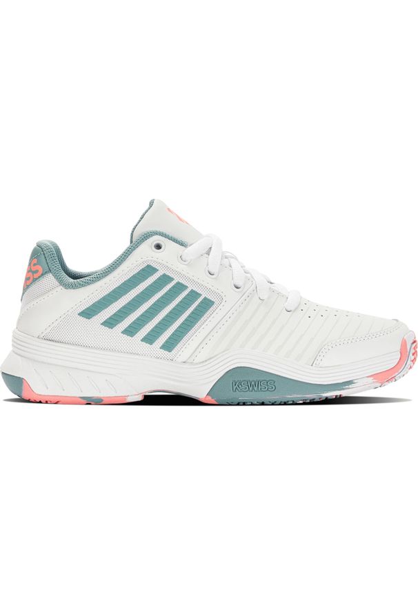 Buty do tenisa dla dzieci K-Swiss Court Express Omni. Kolor: beżowy, niebieski, biały, wielokolorowy. Sport: tenis