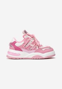 Born2be - Różowe Sneakersy na Grubej Podeszwie z Kolorowymi i Metalicznymi Wstawkami Ecastia. Kolor: różowy. Wzór: kolorowy