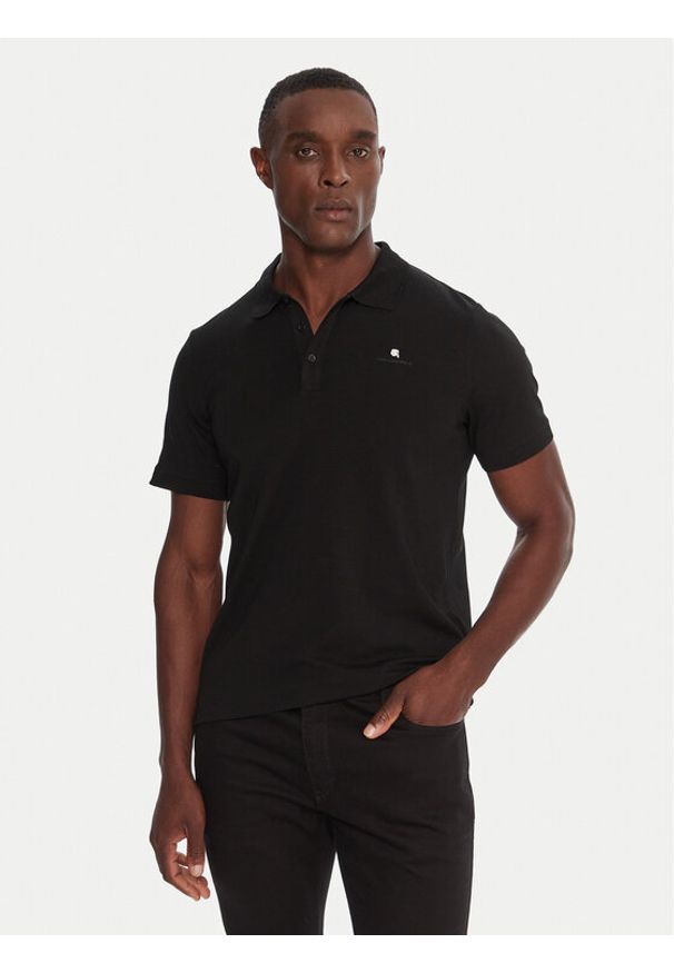 Karl Lagerfeld - KARL LAGERFELD Polo 745022 554235 Czarny Regular Fit. Typ kołnierza: polo. Kolor: czarny. Materiał: bawełna