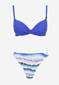 Renee - Niebieskie Bikini Majtki Figi Ozdobione Nadrukiem i Biustonosz Natinalia. Kolor: niebieski. Wzór: aplikacja, nadruk #4