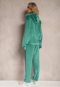 Renee - Zielony Welurowy Komplet Dresowy Zasuwana Bluza z Kapturem i Szerokie Spodnie Belphobe. Kolor: zielony. Materiał: dresówka, welur #4