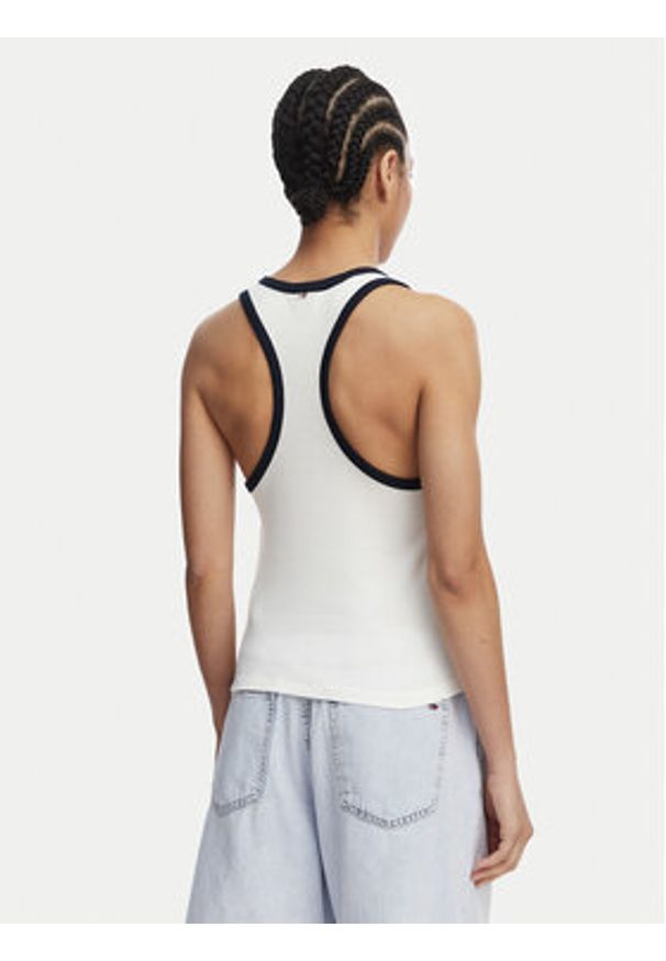 TOMMY HILFIGER - Tommy Hilfiger Top UW0UW06308 Biały Regular Fit. Kolor: biały. Materiał: bawełna