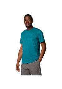 columbia - T-shirt sportowy z krótkim rękawem męski Rapid Ridge Back Graphic Tee II. Kolor: zielony. Materiał: bawełna, poliester. Długość rękawa: krótki rękaw. Długość: krótkie. Sport: turystyka piesza