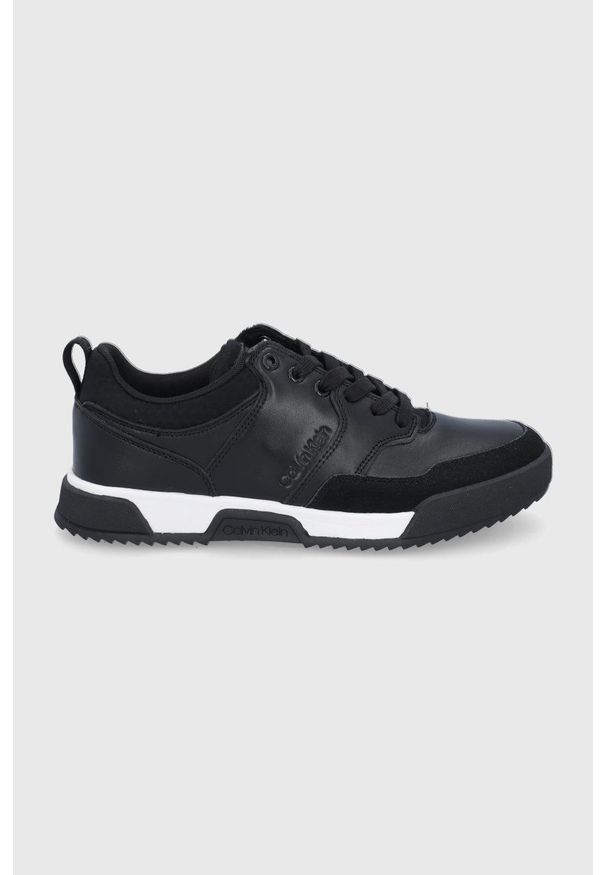 Calvin Klein - Buty skórzane. Nosek buta: okrągły. Zapięcie: sznurówki. Kolor: czarny. Materiał: skóra