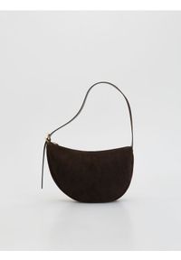Reserved - Torebka na ramię z imitacji zamszu - ciemnobrązowy. Kolor: brązowy. Materiał: zamszowe. Rodzaj torebki: na ramię #1