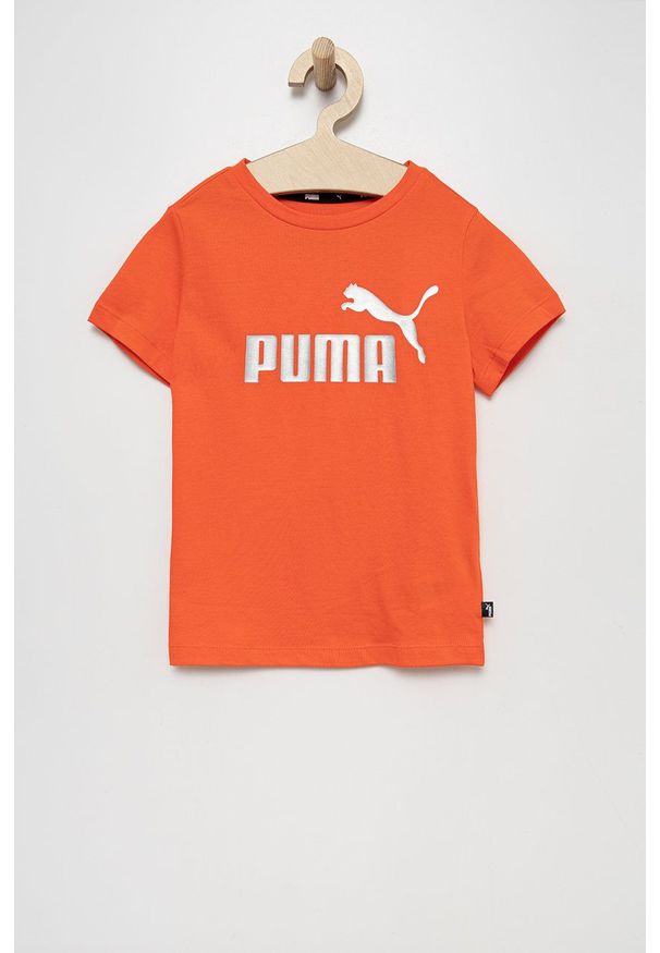 Puma t-shirt bawełniany dziecięcy 846953 kolor pomarańczowy. Kolor: pomarańczowy. Materiał: bawełna. Długość rękawa: krótki rękaw. Długość: krótkie. Wzór: nadruk